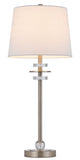 Cal Lighting 60W Sitka Buffet Lamp with Crystal Accent Font And Hardback Taper Drum Fabric Shade (Sold As Pairs) BO-3094BF-2 White BO-3094BF-2