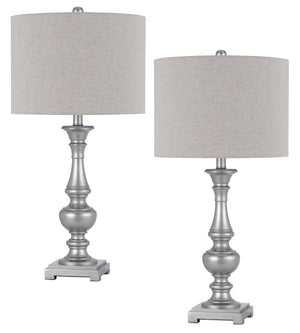 Cal Lighting 100W Nampa Resin Table Lamp with Hardback Drum Fabric Shade (Sold As Pairs) BO-3095TB-2 Antique Beige BO-3095TB-2