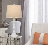 Cal Lighting 60W Chester Resin Table Lamp with Hardback Taper Drum Fabric Shade (Sold As Pairs) BO-3096TB-2 Antique Beige BO-3096TB-2