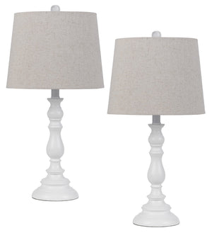 Cal Lighting 60W Chester Resin Table Lamp with Hardback Taper Drum Fabric Shade (Sold As Pairs) BO-3096TB-2 Antique Beige BO-3096TB-2