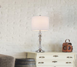 Cal Lighting 60W Effingham Metal Table Lamp with Crystal Font And Hardback Drum Fabric Shade (Sold As Pairs) BO-3097TB-2 White BO-3097TB-2