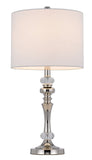 Cal Lighting 60W Effingham Metal Table Lamp with Crystal Font And Hardback Drum Fabric Shade (Sold As Pairs) BO-3097TB-2 White BO-3097TB-2