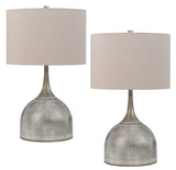 100W Evanston Metal Table Lamp with Hardback Drum Fabric Shade (Sold As Pairs)