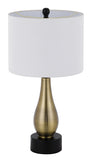 Cal Lighting 100W Ashland Metal Table Lamp with Hardback Drum Fabric Shade (Sold As Pairs) BO-3099TB-2 White BO-3099TB-2