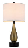 Cal Lighting 100W Ashland Metal Table Lamp with Hardback Drum Fabric Shade (Sold As Pairs) BO-3099TB-2 White BO-3099TB-2