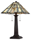 Cal Lighting 60W x 2 Metal/Resin Tiffany Table Lamp with Pull Chain Switches BO-3100TB Tiffany Multi BO-3100TB