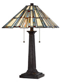 Cal Lighting 60W x 2 Metal/Resin Tiffany Table Lamp with Pull Chain Switches BO-3100TB Tiffany Multi BO-3100TB