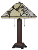 Cal Lighting 60W x 2 Metal/Resin Tiffany Table Lamp with Pull Chain Switches BO-3101TB Tiffany Multi BO-3101TB