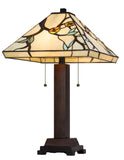 Cal Lighting 60W x 2 Metal/Resin Tiffany Table Lamp with Pull Chain Switches BO-3101TB Tiffany Multi BO-3101TB