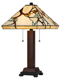 Cal Lighting 60W x 2 Metal/Resin Tiffany Table Lamp with Pull Chain Switches BO-3101TB Tiffany Multi BO-3101TB