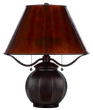 Cal Lighting 60W x 2 Indio Metal/Resin Mica Table Lamp with Pull Chain Switch BO-3102TB Dark Amber BO-3102TB