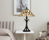 Cal Lighting 60W x 2 Metal/Resin Tiffany Table Lamp with Pull Chain Switches BO-3104TB Tiffany Multi BO-3104TB