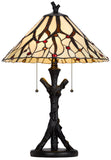 Cal Lighting 60W x 2 Metal/Resin Tiffany Table Lamp with Pull Chain Switches BO-3104TB Tiffany Multi BO-3104TB