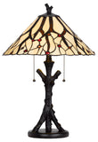 Cal Lighting 60W x 2 Metal/Resin Tiffany Table Lamp with Pull Chain Switches BO-3104TB Tiffany Multi BO-3104TB