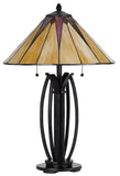 Cal Lighting 60W x 2 Metal/Resin Tiffany Table Lamp with Pull Chain Switches BO-3105TB Tiffany Multi BO-3105TB