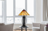 Cal Lighting 60W x 2 Metal/Resin Tiffany Table Lamp with Pull Chain Switches BO-3105TB Tiffany Multi BO-3105TB