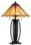 Cal Lighting 60W x 2 Metal/Resin Tiffany Table Lamp with Pull Chain Switches BO-3105TB Tiffany Multi BO-3105TB