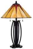 Cal Lighting 60W x 2 Metal/Resin Tiffany Table Lamp with Pull Chain Switches BO-3105TB Tiffany Multi BO-3105TB