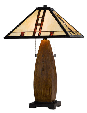 Cal Lighting 60W x 2 Metal/Resin Tiffany Table Lamp with Pull Chain Switches BO-3106TB Tiffany Multi BO-3106TB