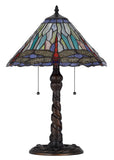 Cal Lighting 60W x 2 Metal/Resin Tiffany Table Lamp with Pull Chain Switches BO-3109TB Tiffany Multi BO-3109TB