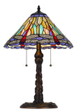 Cal Lighting 60W x 2 Metal/Resin Tiffany Table Lamp with Pull Chain Switches BO-3109TB Tiffany Multi BO-3109TB