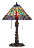 Cal Lighting 60W x 2 Metal/Resin Tiffany Table Lamp with Pull Chain Switches BO-3109TB Tiffany Multi BO-3109TB