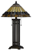 Cal Lighting 60W x 2 Metal/Resin Tiffany Table Lamp with Pull Chain Switches BO-3111TB Tiffany Multi BO-3111TB