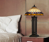 Cal Lighting 60W x 2 Metal/Resin Tiffany Table Lamp with Pull Chain Switches BO-3111TB Tiffany Multi BO-3111TB