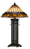 Cal Lighting 60W x 2 Metal/Resin Tiffany Table Lamp with Pull Chain Switches BO-3111TB Tiffany Multi BO-3111TB