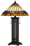 Cal Lighting 60W x 2 Metal/Resin Tiffany Table Lamp with Pull Chain Switches BO-3111TB Tiffany Multi BO-3111TB