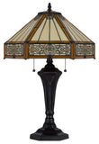 Cal Lighting 60W x 2 Metal/Resin Tiffany Table Lamp with Pull Chain Switches BO-3112TB Tiffany Multi BO-3112TB