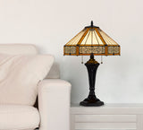 Cal Lighting 60W x 2 Metal/Resin Tiffany Table Lamp with Pull Chain Switches BO-3112TB Tiffany Multi BO-3112TB