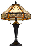 Cal Lighting 60W x 2 Metal/Resin Tiffany Table Lamp with Pull Chain Switches BO-3112TB Tiffany Multi BO-3112TB