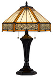 Cal Lighting 60W x 2 Metal/Resin Tiffany Table Lamp with Pull Chain Switches BO-3112TB Tiffany Multi BO-3112TB