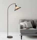 Cal Lighting 60W Downbridge Adjustable Metal Floor Lamp with Mica Shade BO-3122FL-BZ White Mica BO-3122FL-BZ