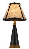 Cal Lighting 150W 3 Way Clemente Metal/Birch Wood Mica Table Lamp BO-3123TB White Mica BO-3123TB