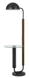 Cal Lighting 100W Keyser Metal Floor Lamp with Faux Wood Pole And Glass Tray Table And Metal Shade. Equipped with 1 Usb And 1 Usb-C Charging Ports BO-3129FL Black BO-3129FL