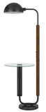 Cal Lighting 100W Keyser Metal Floor Lamp with Faux Wood Pole And Glass Tray Table And Metal Shade. Equipped with 1 Usb And 1 Usb-C Charging Ports BO-3129FL Black BO-3129FL