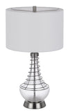 Cal Lighting 150W 3 Way Baraboo Glass Table Lamp with Wire Guard Design And Drum Fabric Shade BO-3130TB White BO-3130TB