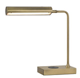 Cal Lighting Delray 12W Intergrated LED Metal Desk Lamp with Wireless Charging Port BO-3133TB-AB Antique Brass BO-3133TB-AB