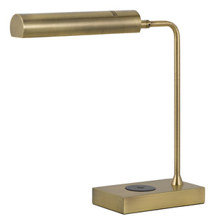 Cal Lighting Delray 12W Intergrated LED Metal Desk Lamp with Wireless Charging Port BO-3133TB-AB Antique Brass BO-3133TB-AB