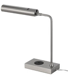 Cal Lighting Delray 12W Intergrated LED Metal Desk Lamp with Wireless Charging Port BO-3133TB-BS Brushed Steel BO-3133TB-BS