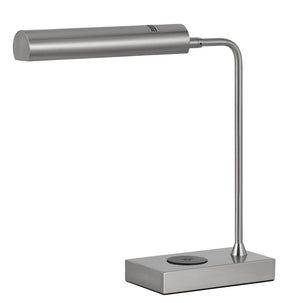 Cal Lighting Delray 12W Intergrated LED Metal Desk Lamp with Wireless Charging Port BO-3133TB-BS Brushed Steel BO-3133TB-BS