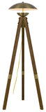 Cal Lighting Lakeland 18W Intergrated LED Tripod Birch Wood Floor Lamp with Half Domed Metal Shade BO-3801FL Antique Brass BO-3801FL