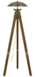 Lakeland 18W Intergrated LED Tripod Birch Wood Floor Lamp with Half Domed Metal Shade