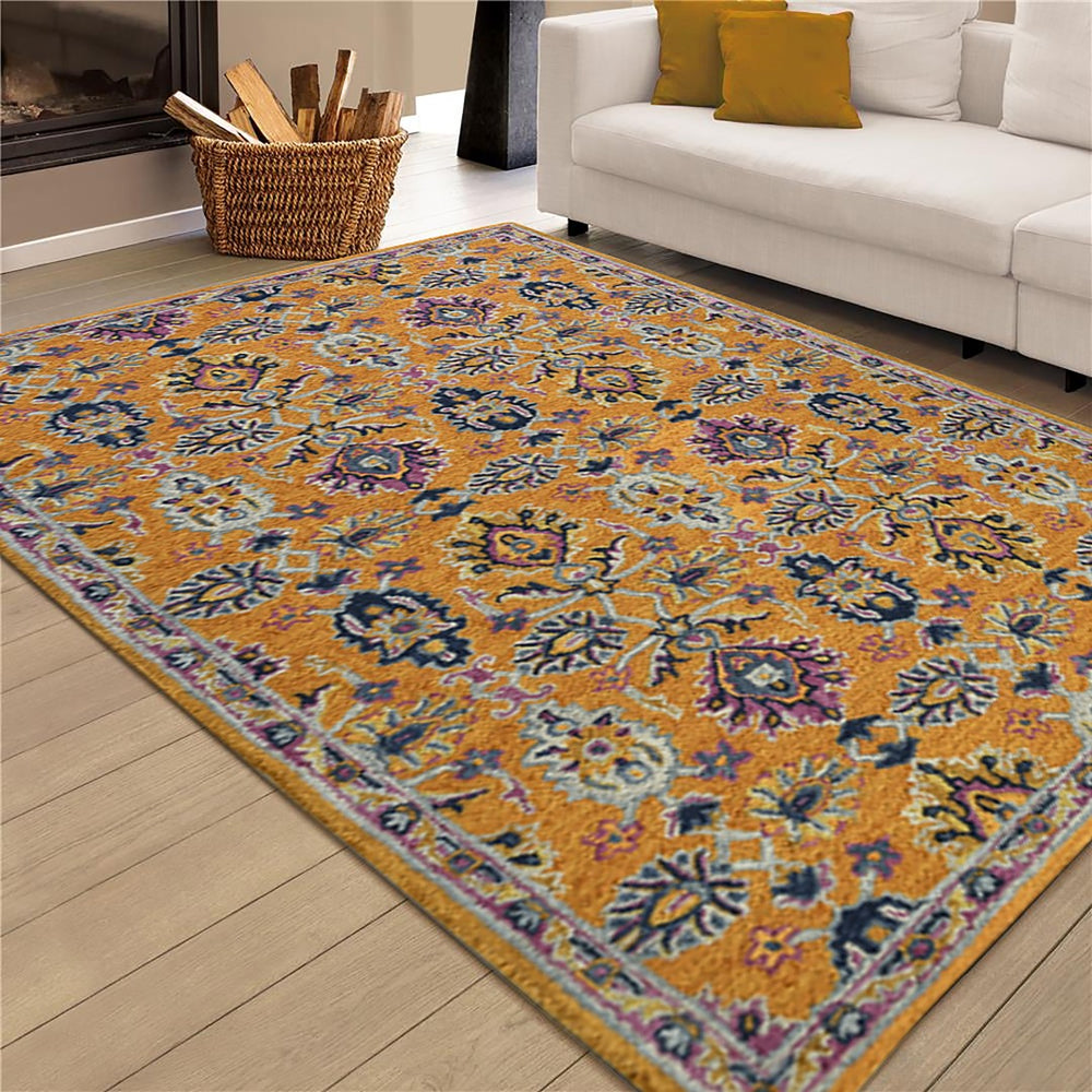 AMER Rugs Boho BOH-1 Hand-Tufted Floral Bohemian Area Rug Orange 7'6" x 9'6"