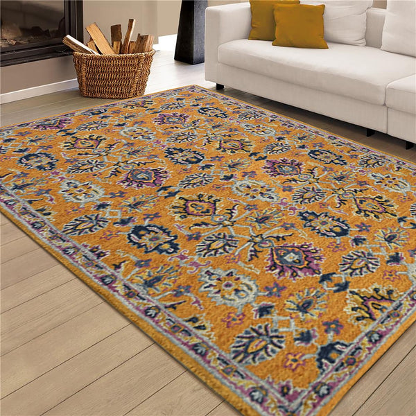 AMER Rugs Boho BOH-1 Hand-Tufted Floral Bohemian Area Rug Orange 7'6" x 9'6"