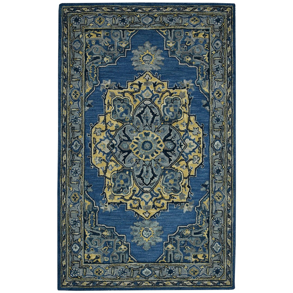 AMER Rugs Boho BOH-11 Hand-Tufted Medallion Bohemian Area Rug Denim Blue 7'6" x 9'6"