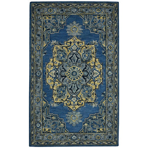 AMER Rugs Boho BOH-11 Hand-Tufted Medallion Bohemian Area Rug Denim Blue 7'6" x 9'6"