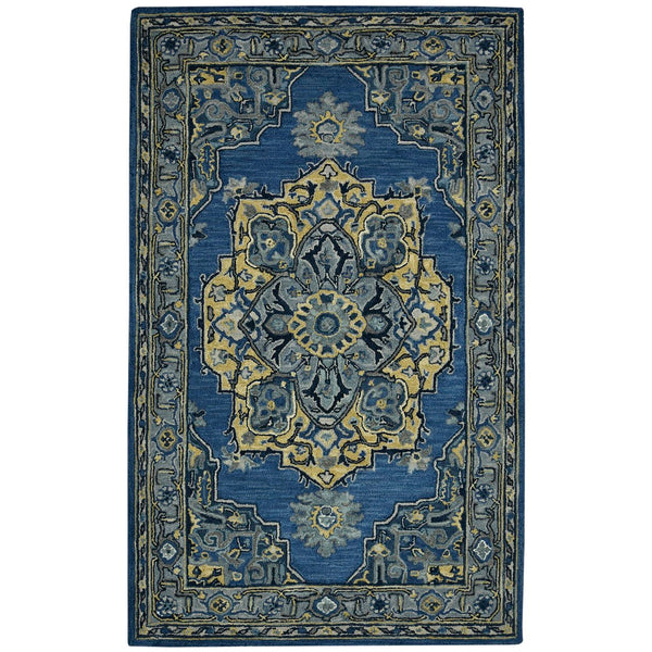 AMER Rugs Boho BOH-11 Hand-Tufted Medallion Bohemian Area Rug Denim Blue 7'6" x 9'6"